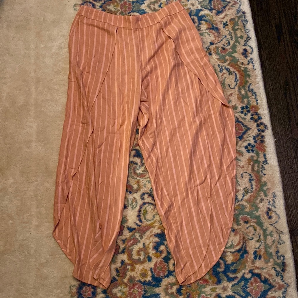 FREE PEOPLE PANTS ROSEMARY STRIPED OPEN
LEG PANTS - Picture 2 of 8